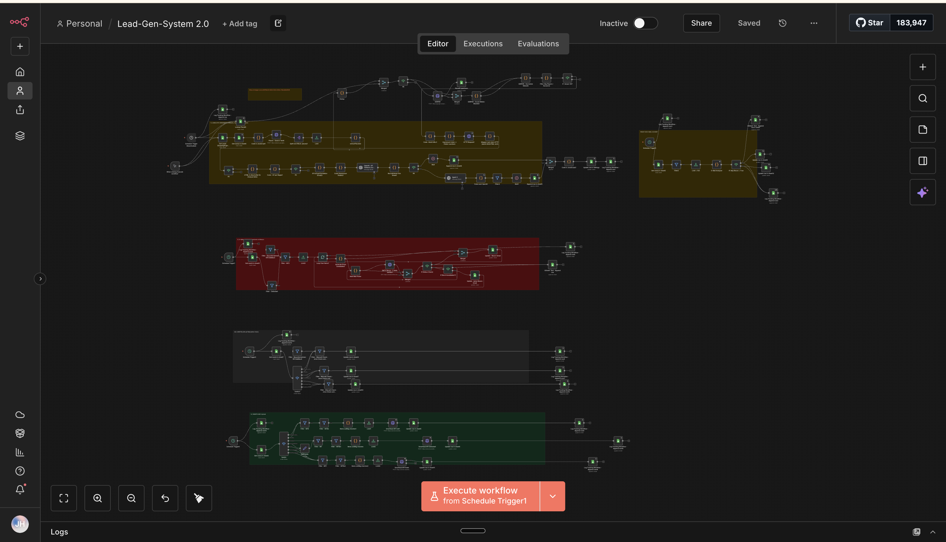 Workflow Screenshot Lead Generation