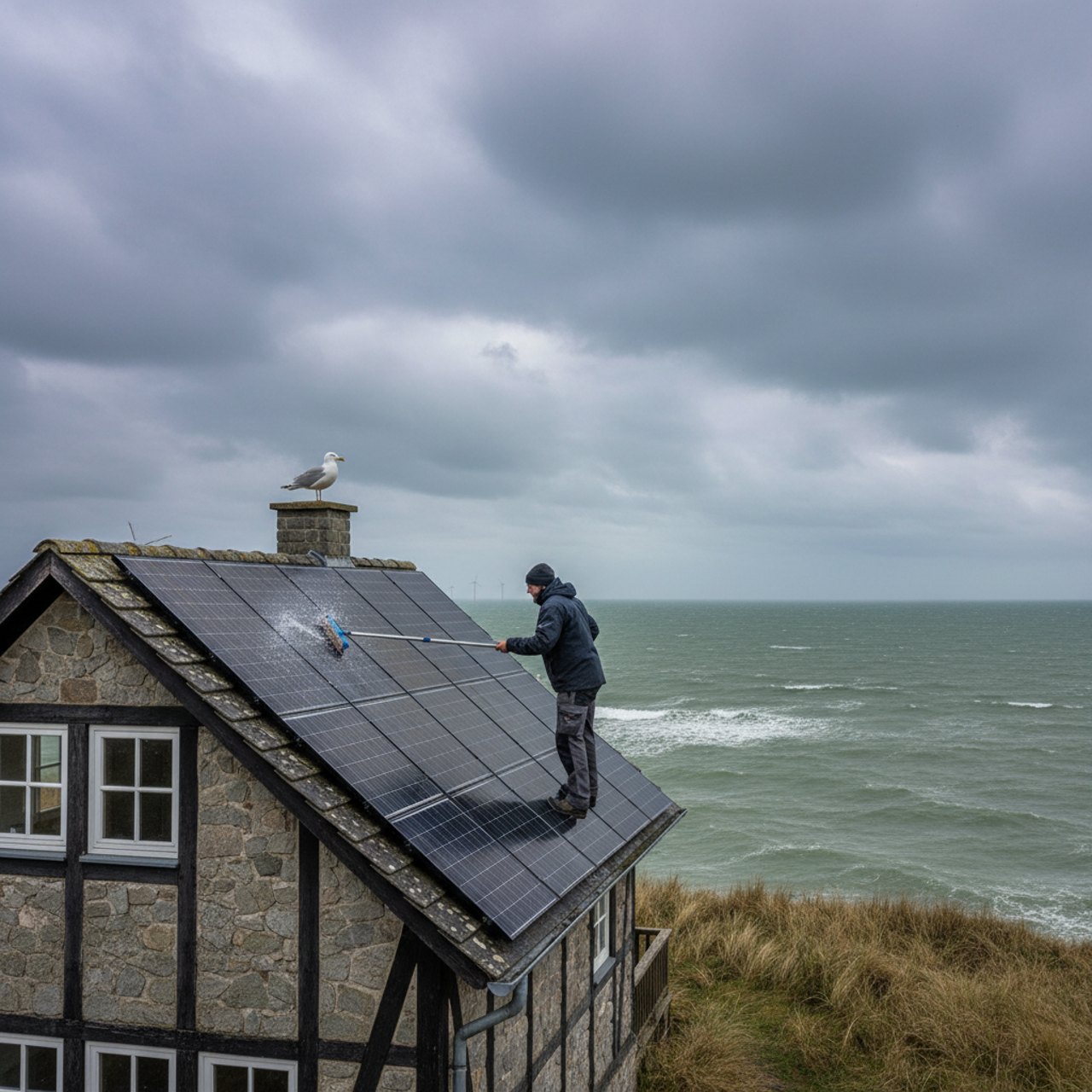 Solaranlagen an der Küste reinigen: Salz, Möwen und Ertragsverlust