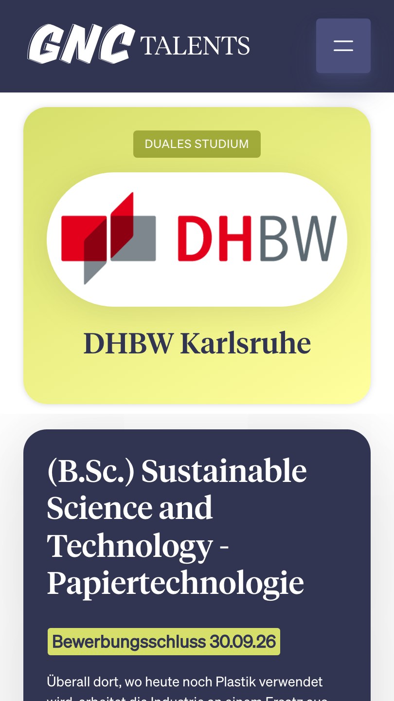 Die Landingpage für das duale Studium Papiertechnologie