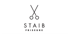 Schwarze Schere über dem Text "STAIB FRISEURE" auf weißem Hintergrund.