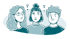 Illustration von 3 Personen mit entspanntem Gesichtsausdruck und Ausrufezeichen über den Köpfen