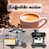 Tasse Kaffee, Kaffeebohnen, Kaffeebike und Espressomaschine mit Text "Kaffeebike mieten".