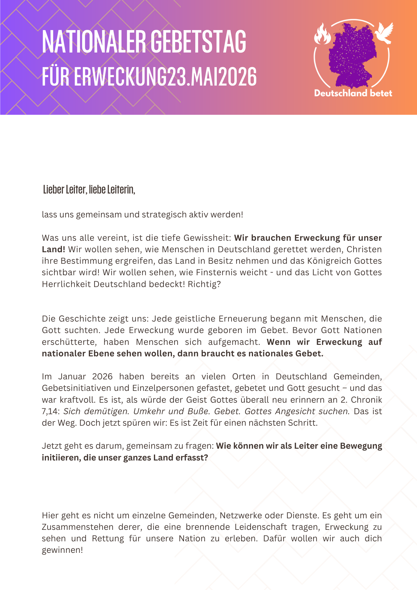 Brief für Leiter
