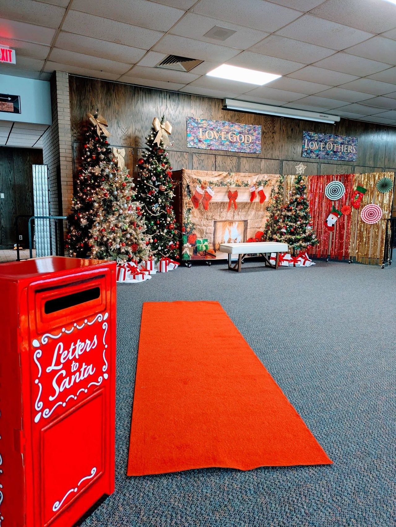 Santa's House setup with Letters to Santa mailbox