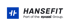 Hansefit-Logo: Blaues Quadrat mit #-Symbol, daneben der Schriftzug „HANSEFIT“ und „Part of the epassi Group.“