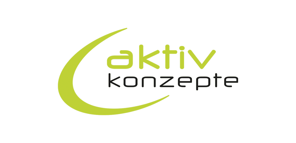 Logo von "aktiv konzepte" mit einem stilisierten grünen C um den Text.