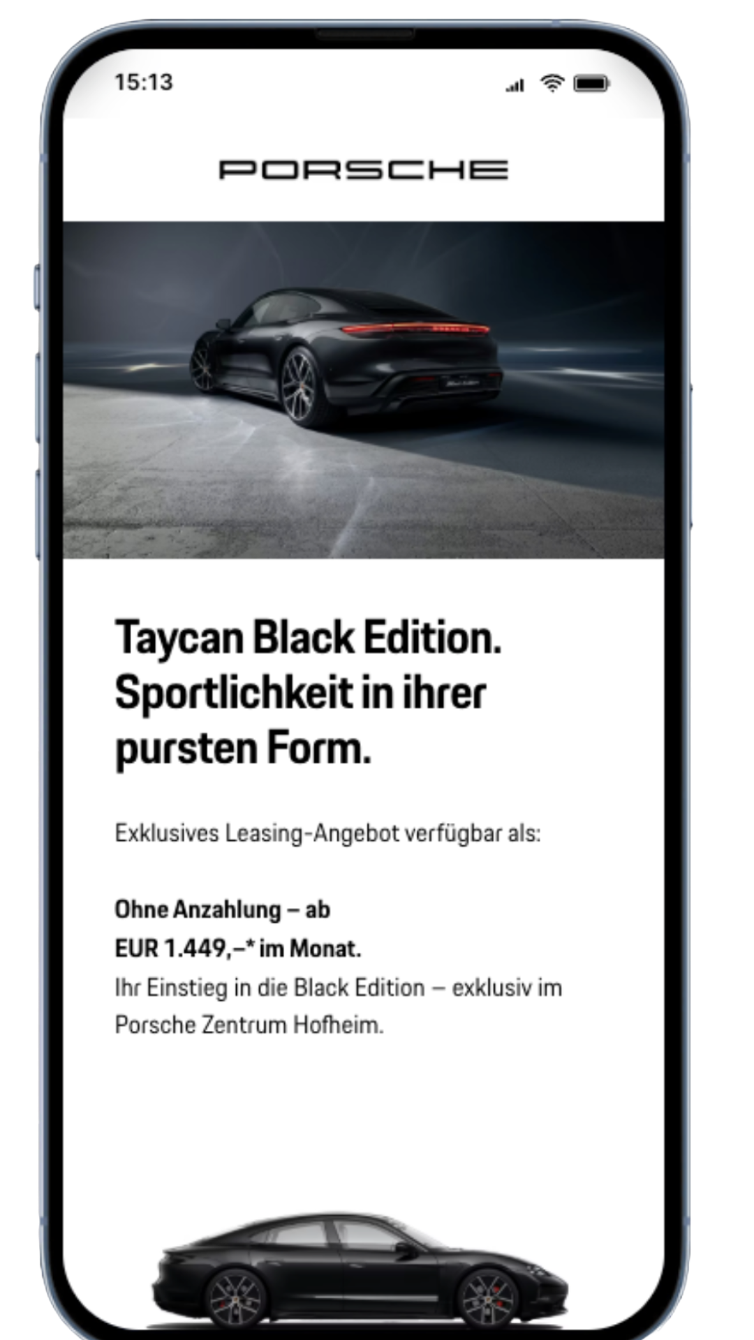 Porsche Zentrum Hofheim – Performance-Kampagne – Taycan Black Edition – Meta Ads