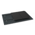 Zwei schwarze Solarmodule auf einem wellenförmigen Dach mit Montageschienen.