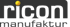 Logo der ricon manufaktur in schwarzer Schrift mit einem gelben Punkt über dem Buchstaben i.