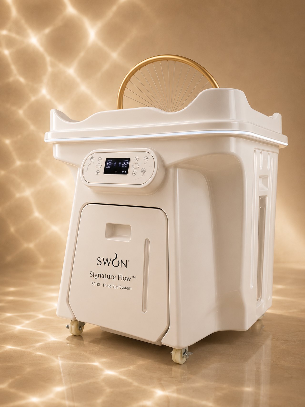 Head-Spa-Liege mit Wasseranwendung für das Signature Flow Ritual bei SWON