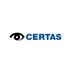 Schwarzes Auge-Symbol neben blauem Text "CERTAS" auf weißem Hintergrund.