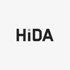 Das HiDA-Logo zeigt den Schriftzug "HiDA" in dunklem Grau auf hellem Hintergrund, wobei der i-Punkt quadratisch ist.