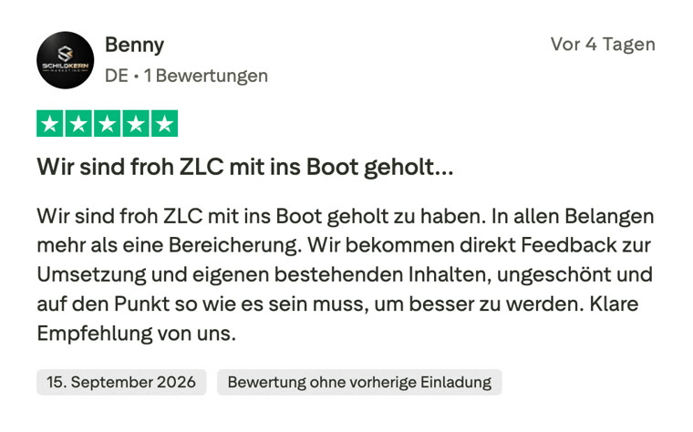 Trustpilot-Bewertung von Benny, 5 Sterne