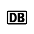 DB-Logo: Schwarze Buchstaben DB in einem schwarzen abgerundeten Rechteck auf dunkelgrünem Hintergrund.