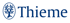 Logo: Blauer Baum in einem Oval neben dem Schriftzug „Thieme“.