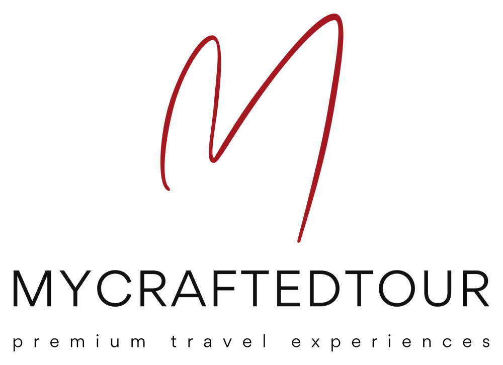 My Crafted Tour logo: Red "M" above "MYCRAFTEDTOUR" and "premium travel experiences" text.
