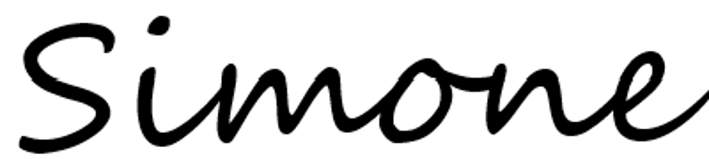 Das Wort "Simone" in schwarzer, handschriftlicher Schrift.