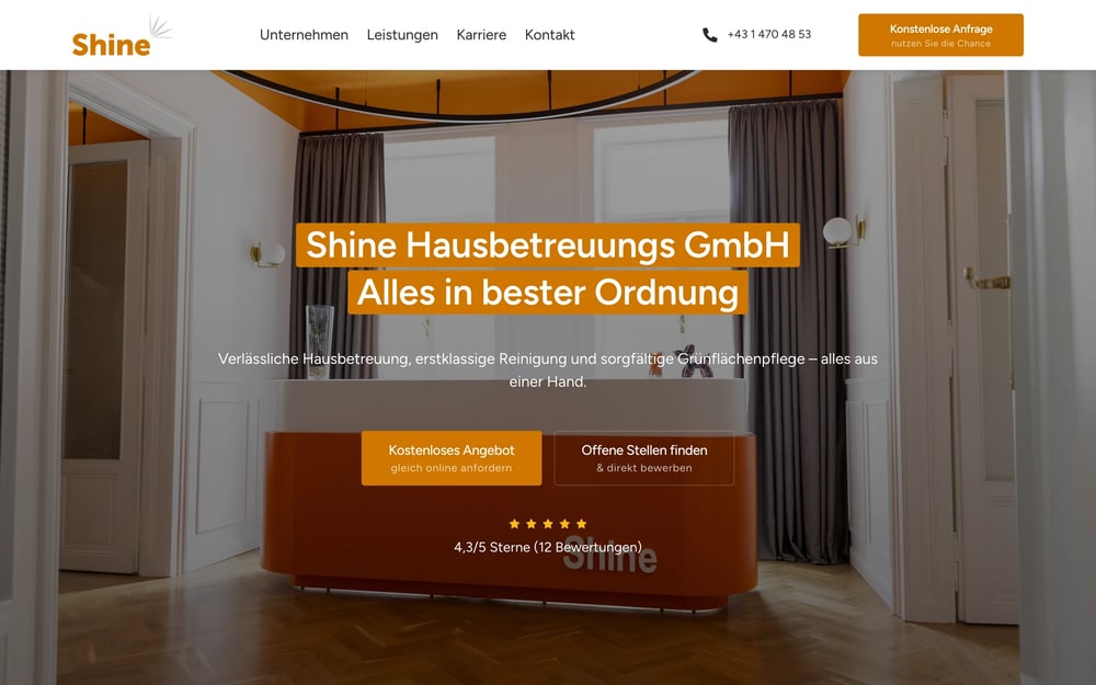 Website von Shine Hausbetreuung