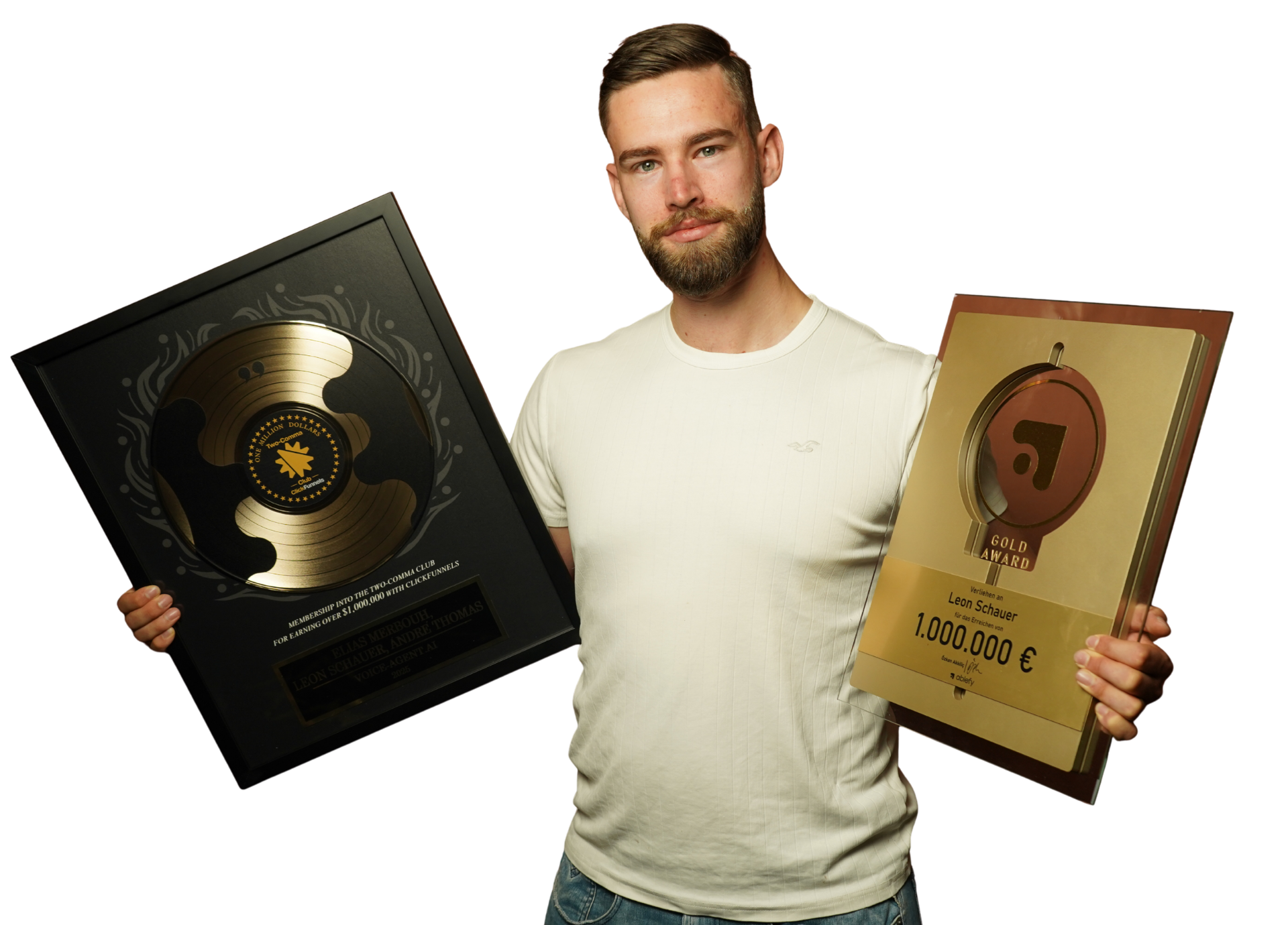 Leon Schauer mit Two Comma Club Award und Gold Award für 1 Mio. € Umsatz