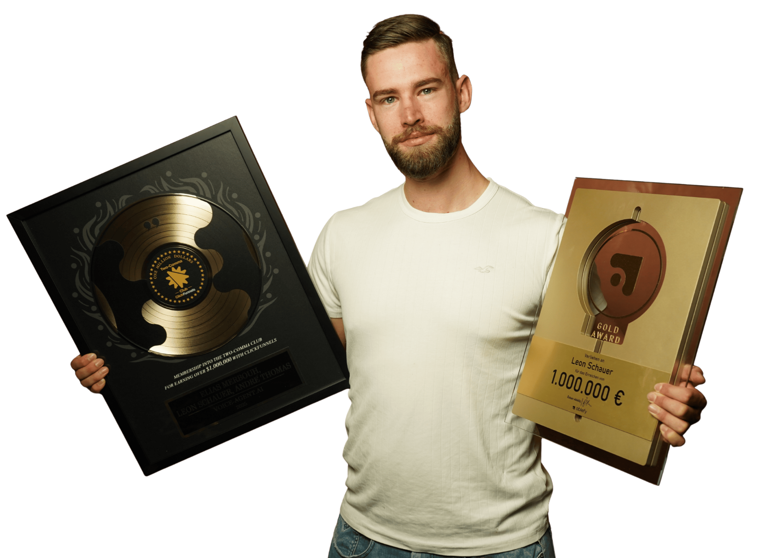 Leon Schauer mit Two Comma Club Award und Gold Award für 1 Mio. € Umsatz