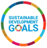 Kreisförmiges Logo mit Text „Sustainable Development Goals“ und farbigen Abschnitten.