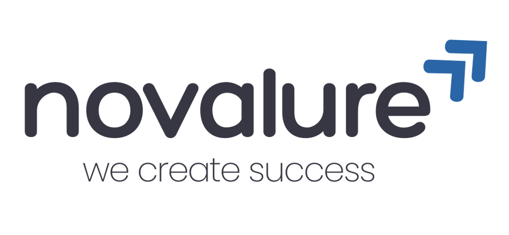 Novalure logo with "we create success" tagline and two blue arrows pointing right and up.