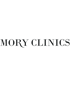 Schwarzer Text "MORY CLINICS" auf dunkelgrünem Hintergrund.