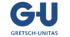 Blaues "GU"-Logo über dem Text "GRETSCH-UNITAS".