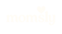 Der Text „momsly“ in Weiß mit einem Herz über dem „i“ auf grünem Hintergrund.