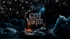 Book cover for "Grim Winter" featuring icy, jagged text, a stormy sky, and a small fire in a snowy landscape.