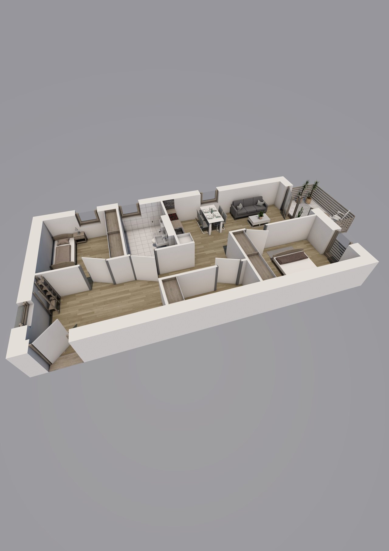 Grundriss Wohnung Typ A, 3 Zimmer