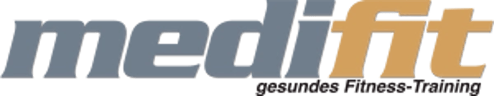 MediFit Logo in Grau und Orange mit dem Text "persönliches Fitness-Training" darunter.