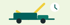 Grüner Abschleppwagen mit gelbem Kran und weißem Kreis mit Uhrsymbol.