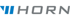 Logo mit dem Wort „HORN“, wobei die ersten beiden Buchstaben als blaues Symbol und die restlichen Buchstaben in Grau dargestellt sind.