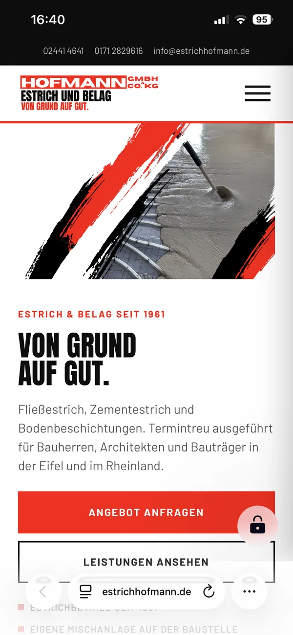 Startseite von estrichhofmann.de auf dem Smartphone