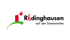 Logo von Rödinghausen mit dem Slogan auf der Sonnenseite und abstrakten roten und grünen Grafikelementen.
