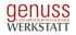 Genuss Werkstatt Logo mit "CAFÉ RESTAURANT LOUNGE" als Untertitel.