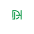 Monogramm mit grünen Buchstaben D und H auf dunkelgrünem Hintergrund.