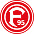 Rotes F95-Logo von Fortuna Düsseldorf in einem Kreis.