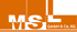 MSL GmbH & Co. KG Logo mit weißem Text auf orangefarbenem Hintergrund, der teilweise von orangefarbenen Blöcken überlappt wird.