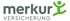 Merkur Versicherung Logo: Text "merkur VERSICHERUNG" mit stilisiertem grünen Männchen, das springt.