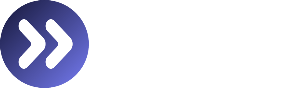 Logo von NewFlow Marketing: Zwei weiße, nach rechts zeigende Pfeile in einem lila Kreis, daneben der Text "NEWFLOW MARKETING".