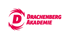 Rotes Logo auf dunkelgrünem Grund: Großes "D" umrandet von stilisierten Drachenflügeln, daneben "DRACHENBERG AKADEMIE".