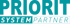 PRIORIT System Partner Logo in Türkis auf dunklem Hintergrund.