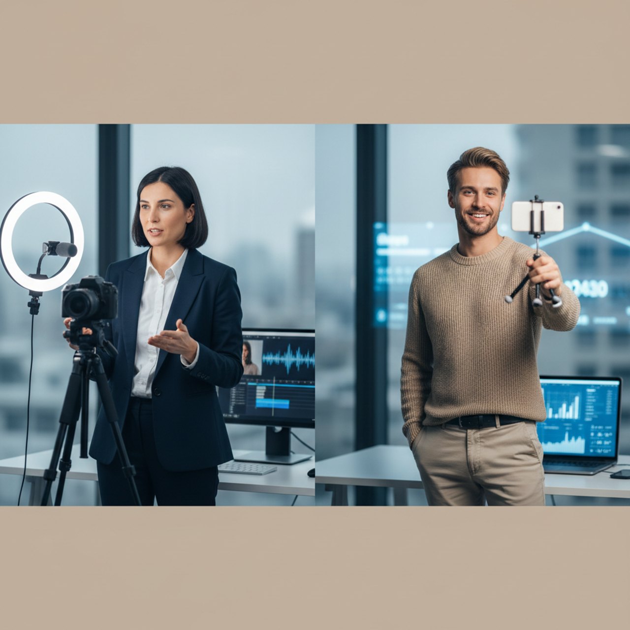 Aufnahme eines LinkedIn Videobeitrags im Büro
