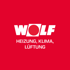 Wolf Logo: "HEIZUNG, KLIMA, LÜFTUNG" in Weiß auf rotem Hintergrund.