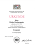 Urkunde für Heiko Kirchermeier als Forstwirt vom Bayerischen Staatsministerium für Landwirtschaft und Forsten.