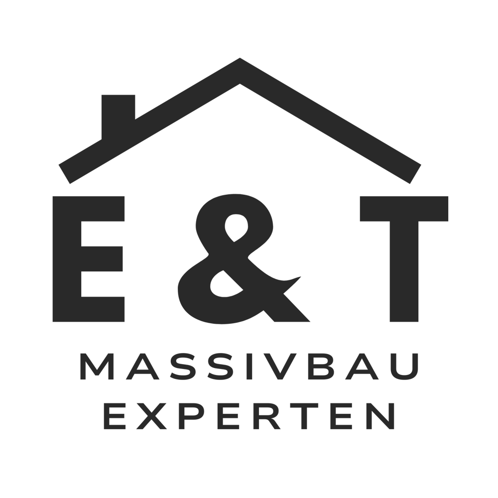 Logo E & T Massivbau Experten mit Dachsymbol.