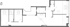 Grundriss einer Wohnung mit Schlafzimmern, Bädern, Küche und Wohnbereich in Grau auf grünem Hintergrund.