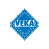 Blaues VEKA-Logo mit weißem Text in einer rautenförmigen Form.